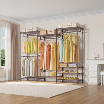 VIPEK V5 Heavy Duty Clothes Rack, Portable Closet Wardrobe with 4 Hanging Rods & 8 Shelves, Freestanding Adjustable Garment Rack for Bedroom, Walk-in Closet, 890 lbs Capacity, Black, 68.9" L
