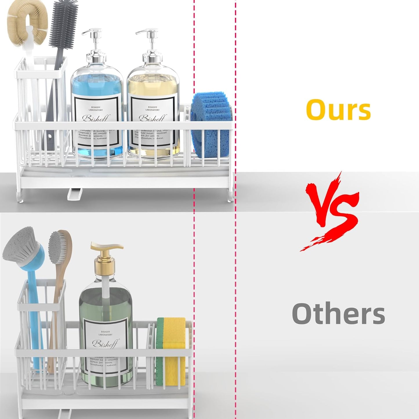 Moforoco Extra Large Sponge Holder for Kitchen Sink Organizer Caddy, Dish Brush Scrubber Holder,Stainless Steel Sink Box Utensil Holder,Soap Dispenser Set Tray Counter Accessories & Storage Rack