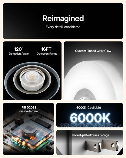 YELKO Motion Sensor Night Light - Plug-in 6000K Cool White Anti-Glare LED Nightlight, Ultra Bright Cozy Soft Glow Not Dazzling for Hallway, Stairs, Garage, Bedroom, Bathroom, Garage, Kitchen, 2 Pack