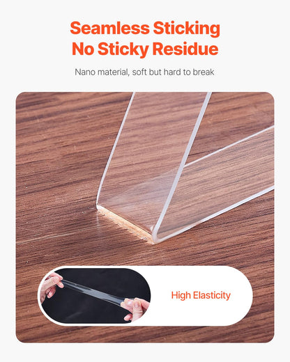 VEVOR Double Sided Tape Heavy Duty, 16 ft Long Nano Mounting Tape, Strong Adhesive & Reusable, Clear Two Sided Wall Tape, Removable Poster Picture Hanging Strips for Home, Office, Car, Outdoor Use