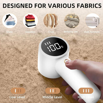 Rechargeable Fabric Shaver with LED Display, Generic Fabric Shaver, Lint Remover, for Clothing, Furniture, Sweaters and Other Fabrics (Black)