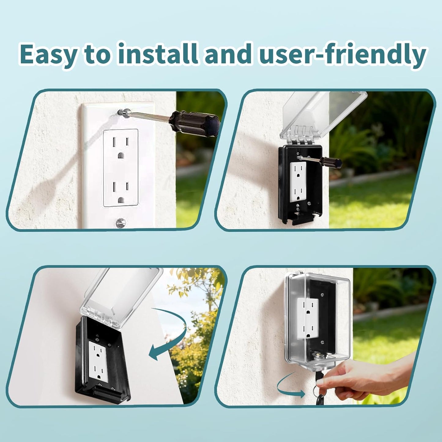 Outdoor Outlet Cover in-Use Weatherproof Outdoor Decorator/GFCI Receptacle Outlets,Weatherproof Clear Enclosure,1-Gang Electrical Outlet Cover for Home Improvement,Easy Install(1 pack)