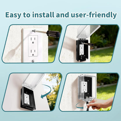 Outdoor Outlet Cover in-Use Weatherproof Outdoor Decorator/GFCI Receptacle Outlets,Weatherproof Clear Enclosure,1-Gang Electrical Outlet Cover for Home Improvement,Easy Install(1 pack)