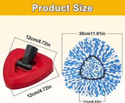 Mop Heads for O Cedar RinseClean 2 Tank Spin Mop System, 3 Microfiber Mop Head Refills and 3 Chenille Mop Pads,1 Scrub Brush, and 1 Mop Base with Mop Handle Set Combo