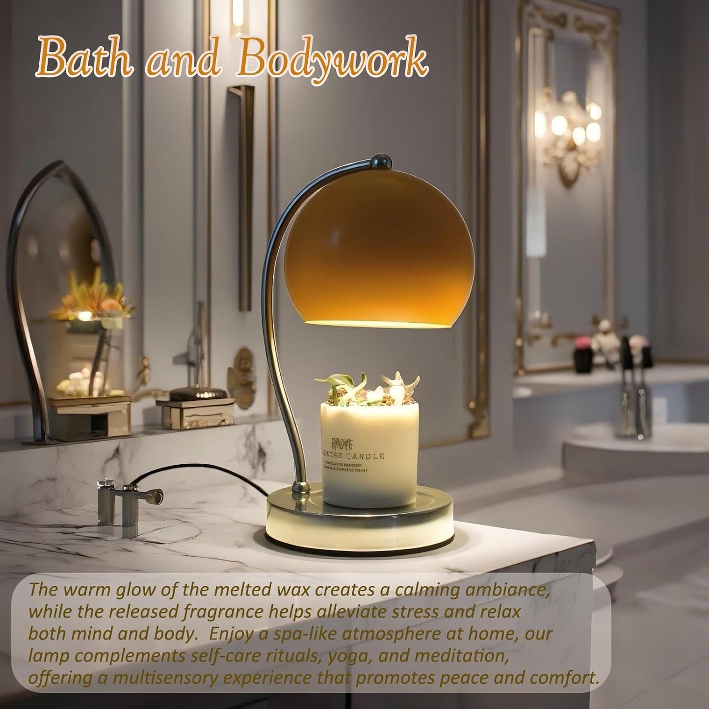 Candle Lamp Warmer, Wide Base Scented Candle Warmer with Timer and Dimmer, Modern Candle Melting Lattern, Home Decor Table Lamp (Silver)