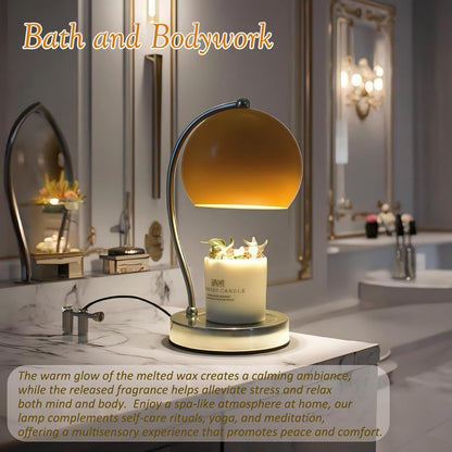 Candle Lamp Warmer, Wide Base Scented Candle Warmer with Timer and Dimmer, Modern Candle Melting Lattern, Home Decor Table Lamp (Silver)