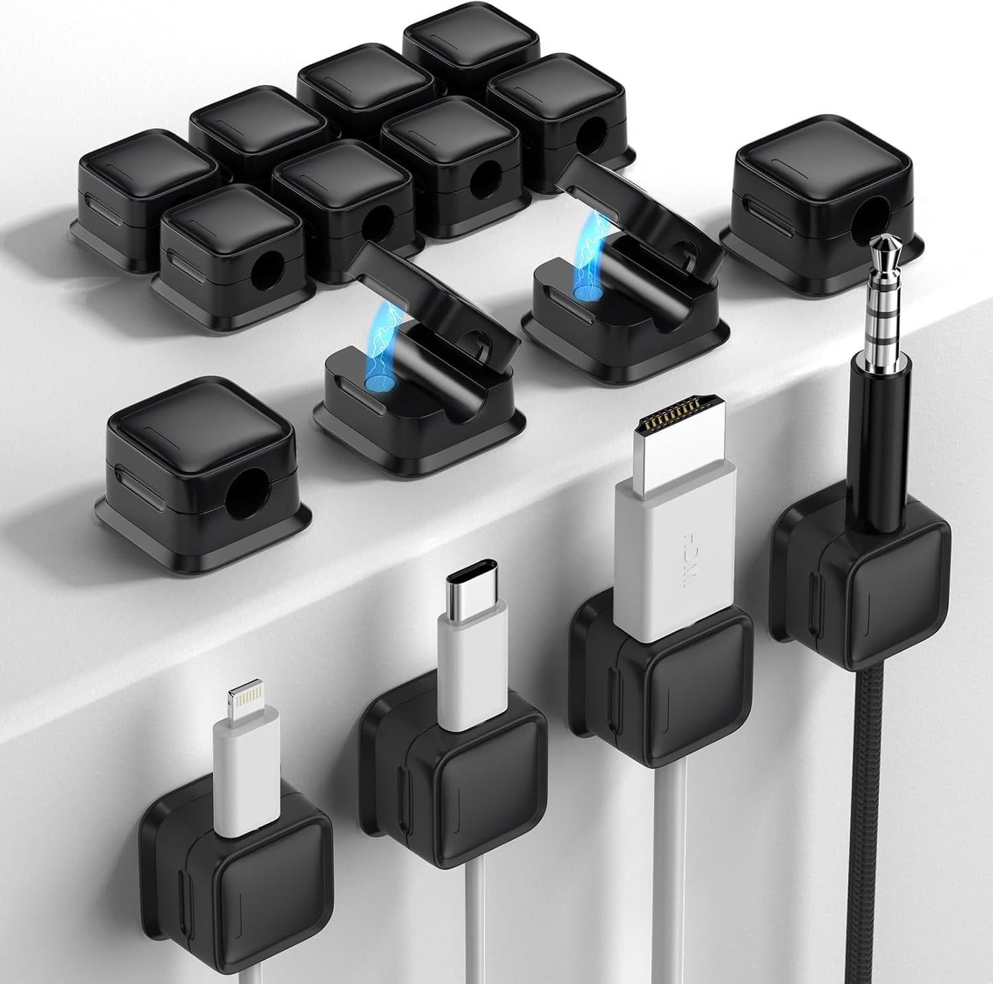 9 Pack Cord Organizer Holder,Costop Strong Adhesive Under Desk Cable Management,Magnetic Cable Clips,Wire Holder Keeper Organizer Neatly for Home,Office,Car,Desk,Nightstand,Desktop