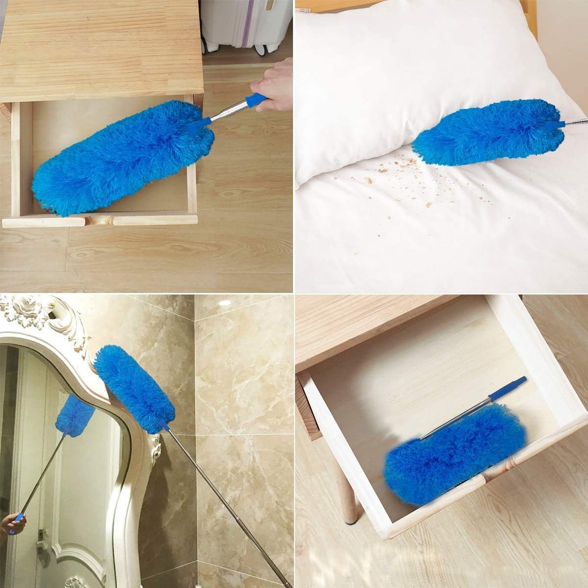 DELUX Microfiber Feather Duster Extendable Duster with 100 inches Extra Long Pole, Bendable Head & Long Handle Dusters for Cleaning Ceiling Fan, High Ceiling, Blinds, Furniture & Cars Gray