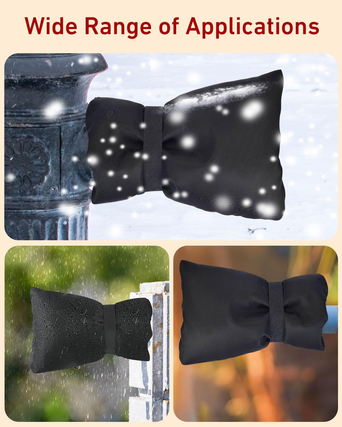 Outdoor Faucet Covers for Winter Freeze Protection - 2 Pack, Thickened Insulated Pipe Covers for Outside, Yard Maintenance Must Haves Waterproof Spigot Covers, 7.7" H x 5.9" W, Black（Reflective