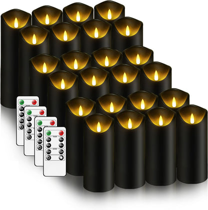 kakoya Flickering Flameless Candles Battery Operated with Remote and 2/4/6/8 H Timer Plexiglass Led Pillar Candles Pack of 9(D2.3 xH5.5 6.5" 7.5") with Realistic 3D Wick Candles for Home Decor(Ivory)