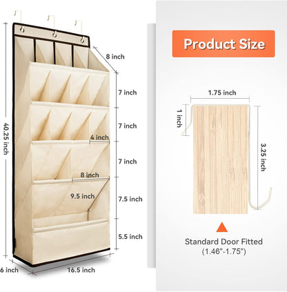 FENTEC 1 Pack Over-the-Door-Shoe-Organizers,Hanging Organizers with Large Pocket Shoe Holder Hanging Shoe Rack for Closet Shoe Organizer for Wall, Over Door Organizer with 15 Pockets Gray