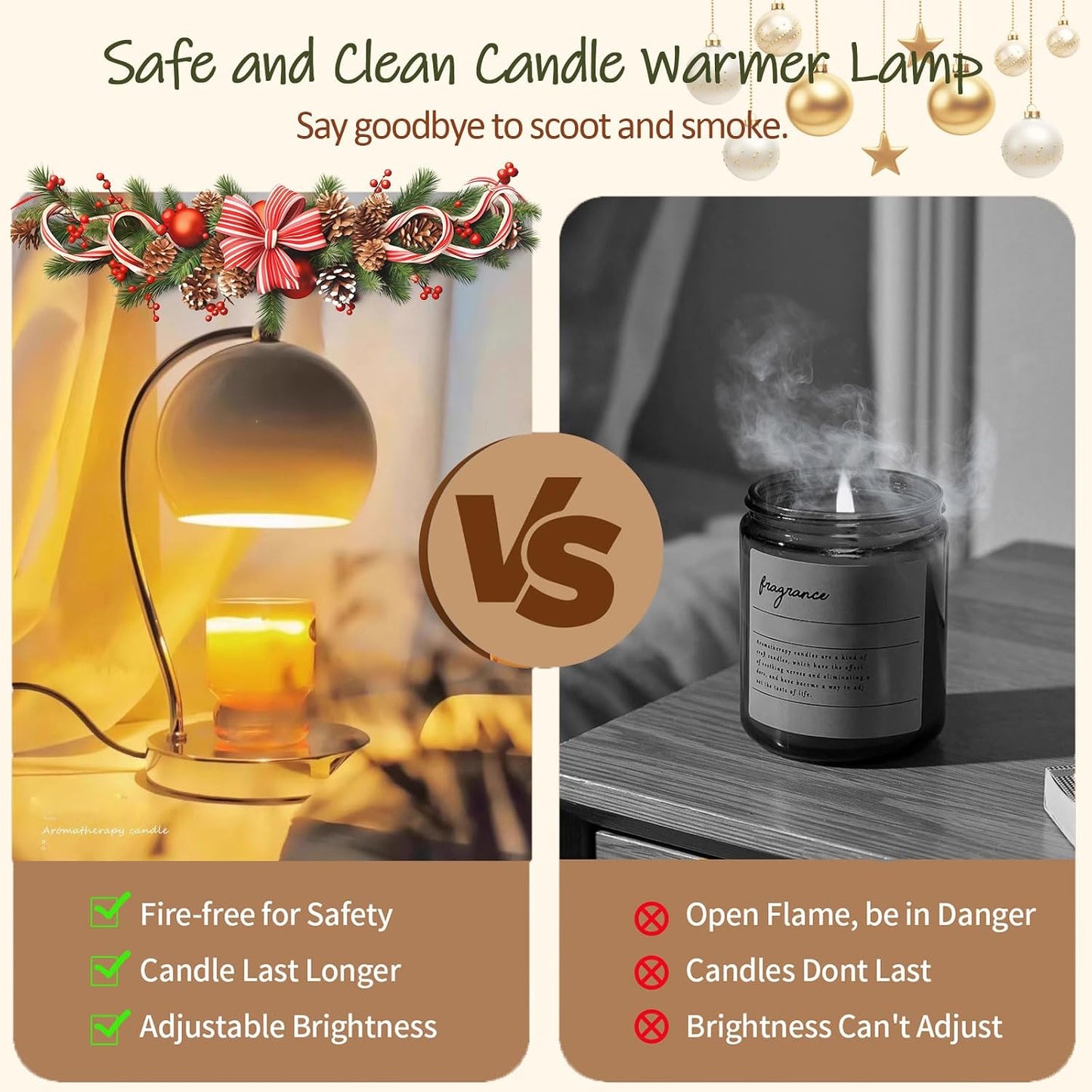 Candle Lamp Warmer, Wide Base Scented Candle Warmer with Timer and Dimmer, Modern Candle Melting Lattern, Home Decor Table Lamp (Silver)