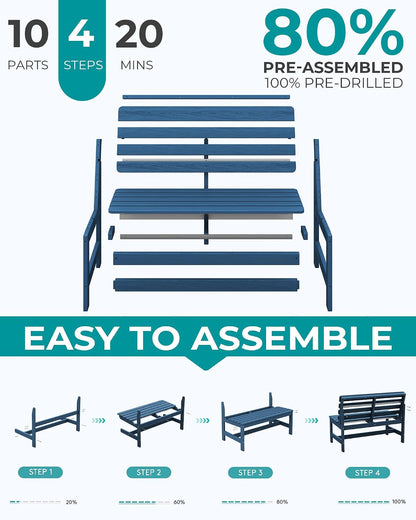 SERWALL HDPE Outdoor Storage Bench, Deck Box with Waterproof Storage Bags | All-Weather Benches | 57 Gallon Dual-Use Seat | Organizer Deck Boxes for Patio, Garden Tools & Pool | Dark Black
