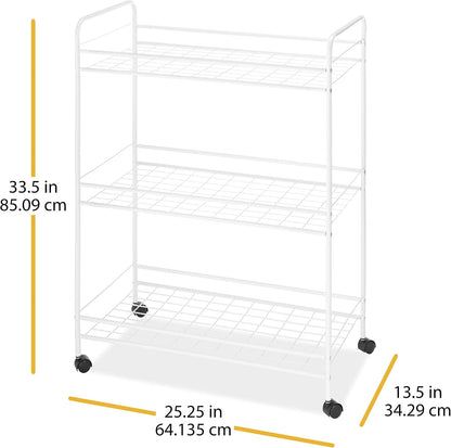 Whitmor Slim Rolling Household Cart - White 30.50 x 9.25 x 20.75