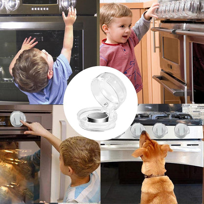 2Pcs Stove Knob Covers, Universal Fit for Gas/Electric Ovens | Safety Locks with Adjustable Adhesive, Kitchen Pet Proofing Essentials Childproof (White, Easy Removal Design)