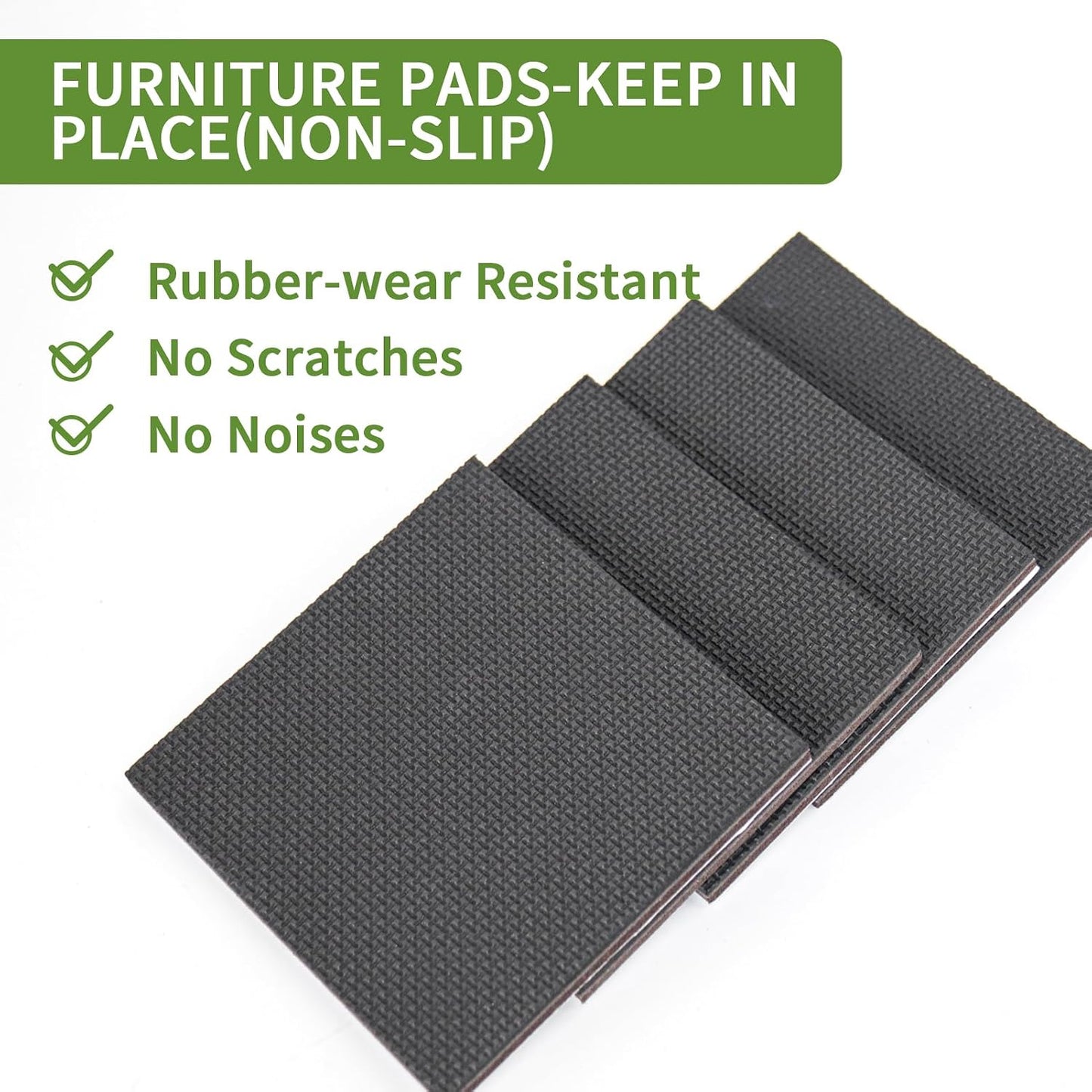 Non Slip Furniture Pads 36 PCS 1'' Square - Anti Slip Furniture Pads - Self Adhesive Rubber Feet Furniture Feet - Chair Leg Floor Protectors - Keep Furniture in Place