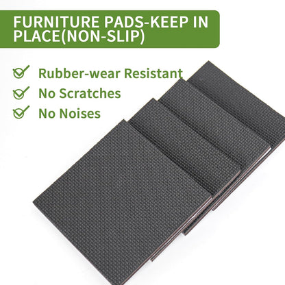 Non Slip Furniture Pads 36 PCS 1'' Square - Anti Slip Furniture Pads - Self Adhesive Rubber Feet Furniture Feet - Chair Leg Floor Protectors - Keep Furniture in Place