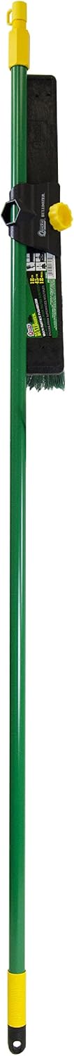 Quickie Bulldozer 24-Inch Multi-Surface Push Broom, 60" Wood Handle, Green, for Outdoor/Indoor Sweeping/Cleaning