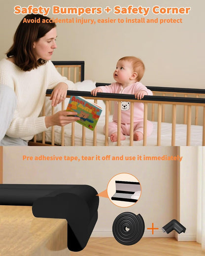 16.4FT L-Shape Baby Corner Protector Guards, Pre-Taped, 0.47''Thick | Edge Safety Bumpers for Furniture & Sharp Table Corners, with 10 Corners, Waterproof Soft Foam Adhesive Guard Cushion, White