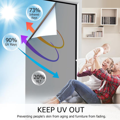 HIDBEA Frosted Window Privacy Film - Non Adhesive Static Cling Glass Stickers Sun UV Blocking Heat Control Door Covering Decals for Home Office, 23.6 x 78.7 Inch