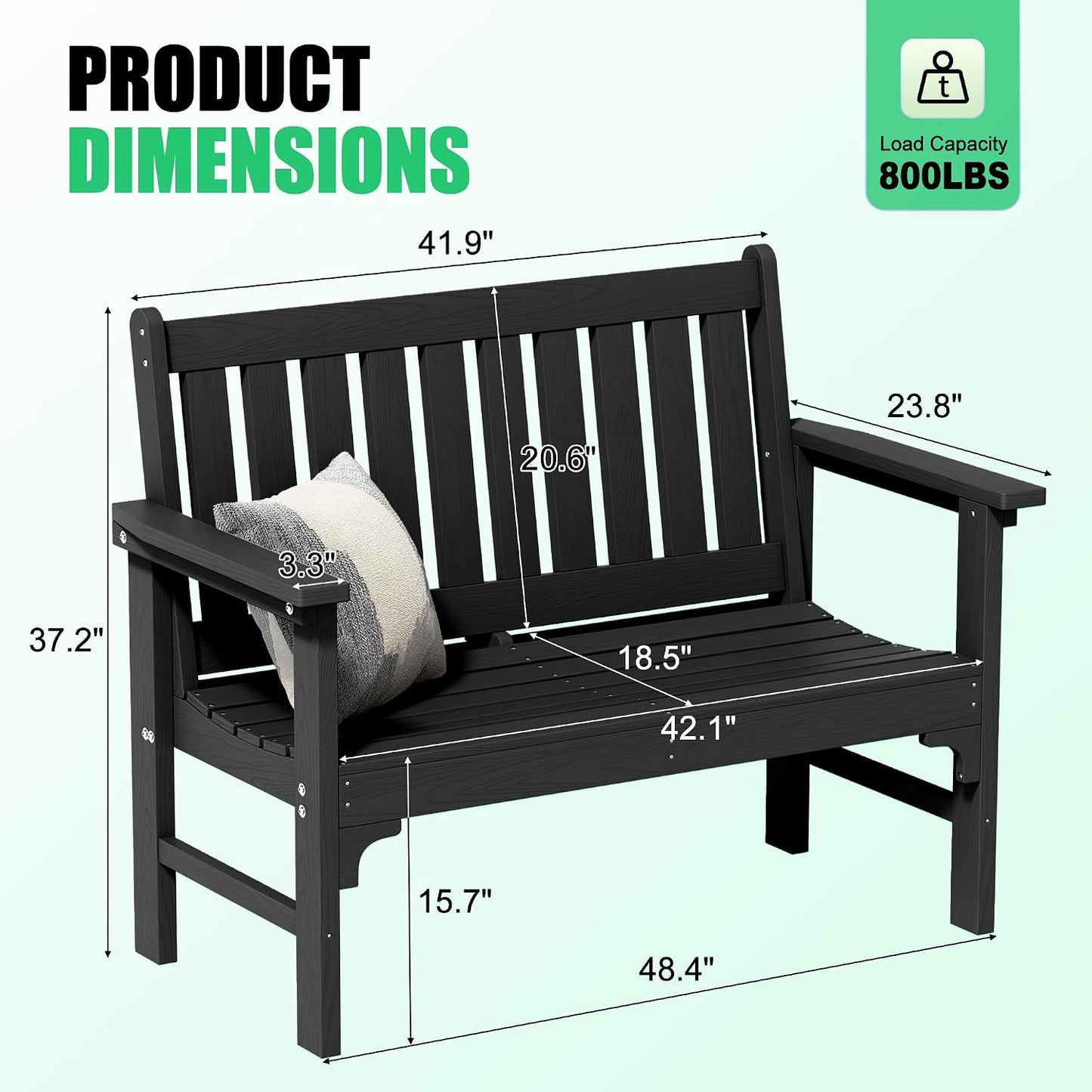 JUMMICO 80 Gallon Resin Outdoor Storage Bench, Large Deck Box with Armrest, Lockable&Waterproof for Garden, Home, Patio, Pools (Black, 80 Gallon)