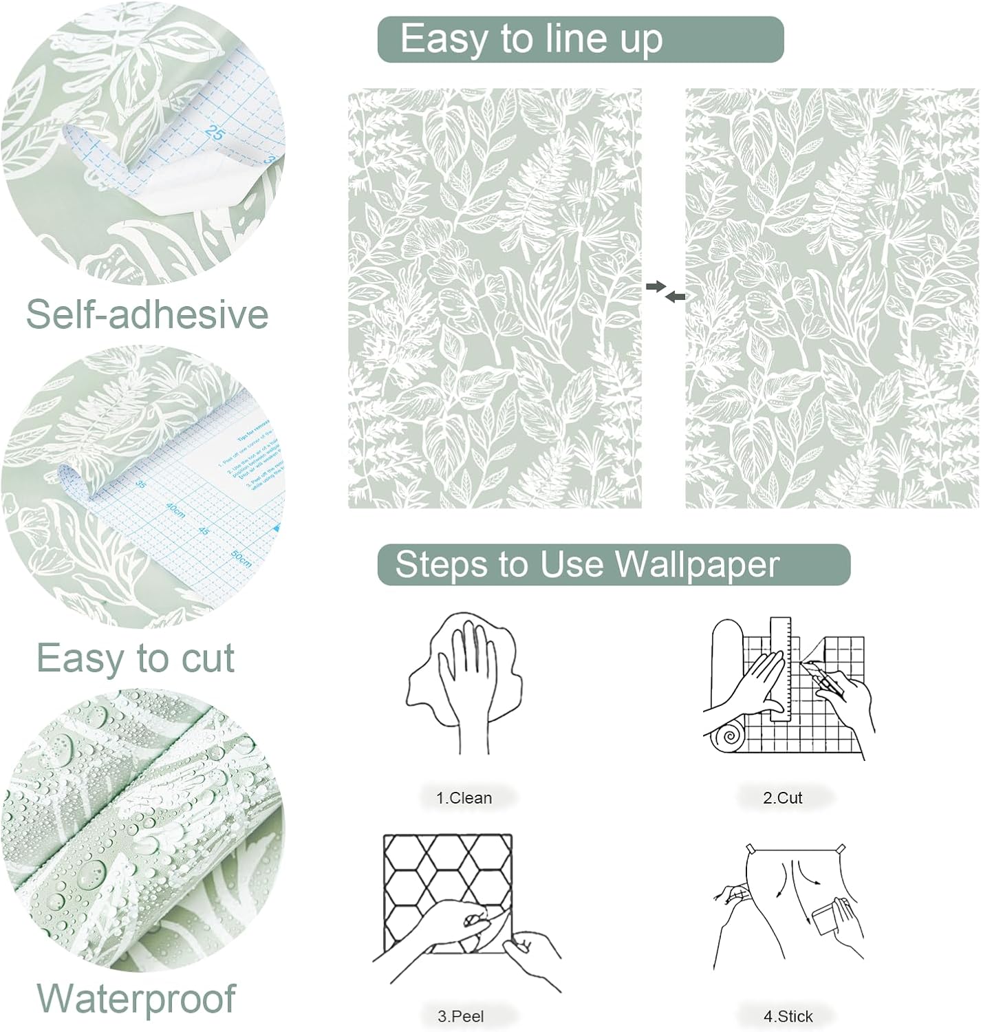 Safiyya Peel and Stick Wallpaper Boho Modern Beige Leaf Contact Paper Peel and Stick Wall Paper Self Adhesive Removable Wallpaper for Bedroom Bathroom Vinyl Roll 78.7"x17.3"