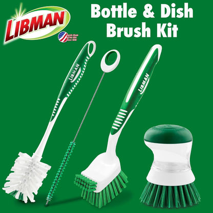 Libman Heavy Duty Scrub Brush Kit | Cleaning Brushes for Household Use | Tub Scrubber | Easy Grip Scrub Brush | Big Job Kitchen Brush | Dual Sided Tile & Grout Brush | 3 Different Brushes Included