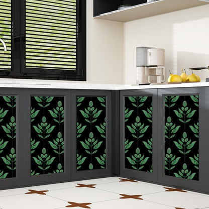 BOKEBEVE Leaves Contact Paper Floral Wallpaper Stick and Peel Boho Damask Wall Paper for Liner Drawer Cabinet Backsplash Renter Friendly Waterproof 17.5 x 118In
