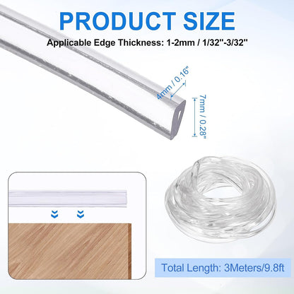 uxcell Clear Edge Trim, 13.1Ft Silicone U Channel Edge Protector, Edges Guards Fits 1/32"-3/32" for Car Doors Sheet Metal Parts (3/16" W x 3/8" H)