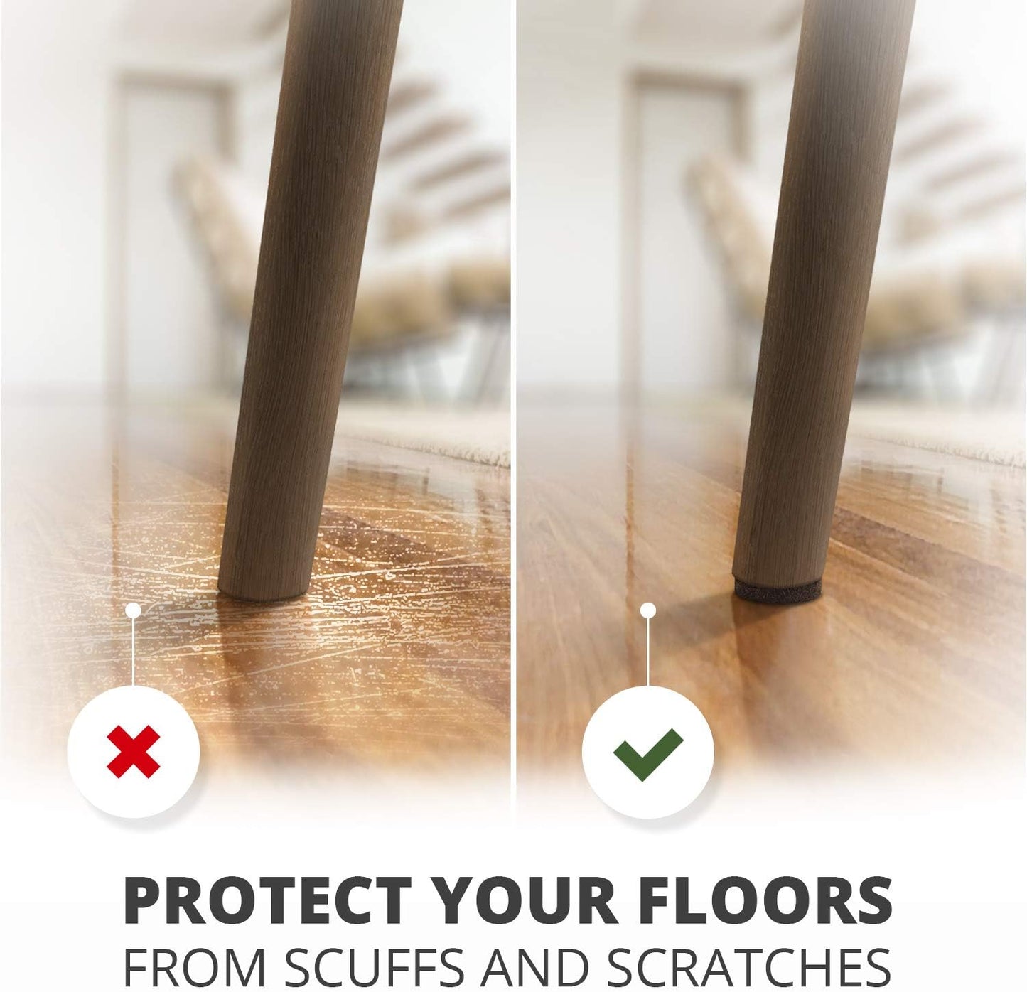 24 Heavy-Duty Felt Furniture Pads 1” 1/4” Thick X-Protector! Square Felt Pads for Furniture Feet - The Best Felt Floor Protectors for Furniture to Prevent Scratches. Protect Your Hard Floor! (Brown)