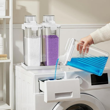 Laundry Detergent Dispenser for Laundry Room,94oz Fabric Softener Dispenser,Liquid Laundry Detergent Container,Laundry Detergent Organizer for Laundry Room Organization with 6 Labels,2 Pack