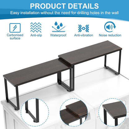 Expandable Washer Dryer Countertop Shelf, Stackable Over Washer and Dryer Storage Shelves, for Laundry Room Organization, Space Saving Laundry Shelf