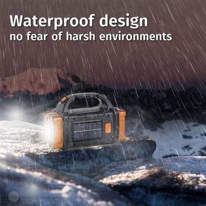 IFTHFOUR High Lumens Solar Flashlight - LED Work Light with USB-C Rechargeable, Waterproof, Multi-Function Flashlight & Lantern for Camping, Emergencies, and Outdoor