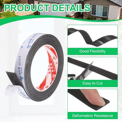 PATIKIL Sponge Rubber Foam Tape, 5/8" W x 1/8" t x 16.4ft l Self-Adhesive Foam Insulation Tape Weather Stripping for Window Door Soundproofing Weatherstrip AC Seal Strip, Black