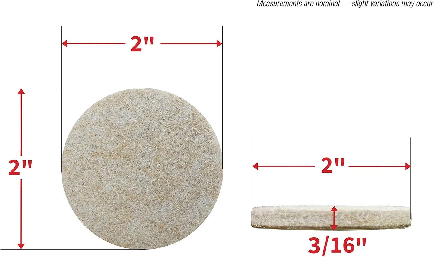 Felt So Good 8803E Self Adhesive Felt Furniture Pads 2", Beige, 48 Pack