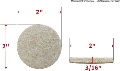 Felt So Good 8803E Self Adhesive Felt Furniture Pads 2", Beige, 48 Pack