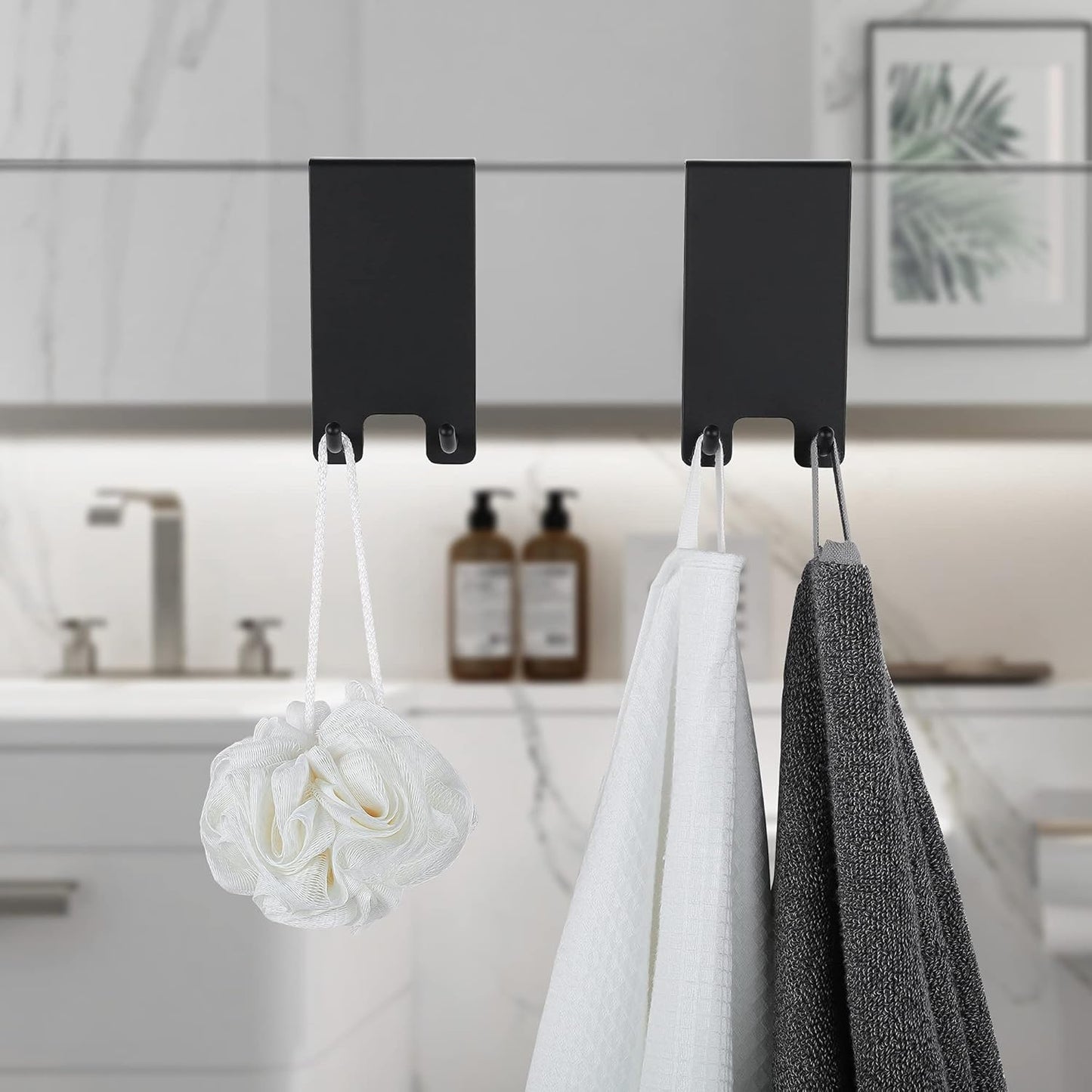 Taozun Shower Door Hooks, Gold Towel Hooks for Bathroom Frameless Glass Door, Shower Squeegee Hooks, 2-Pack, Stainless Steel