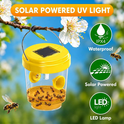 Wasp Traps Outdoor Hanging, Wasp Trap Solar Powered, Bee Traps for Outside, Yellow Jacket Trap Hornet Trap Bee Wasp Catcher for Garden Patio Yard Orchard, 4 Packs