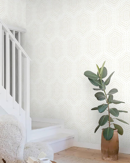 Heroad Boho Peel and Stick Wallpaper Beige Renter Friendly Wall Paper Peel and Stick Modern Contact Paper Neutral Geometric Wallpaper for Bedroom Bathroom Cabinets Decor Vinyl Waterproof 17.3"x78.7"