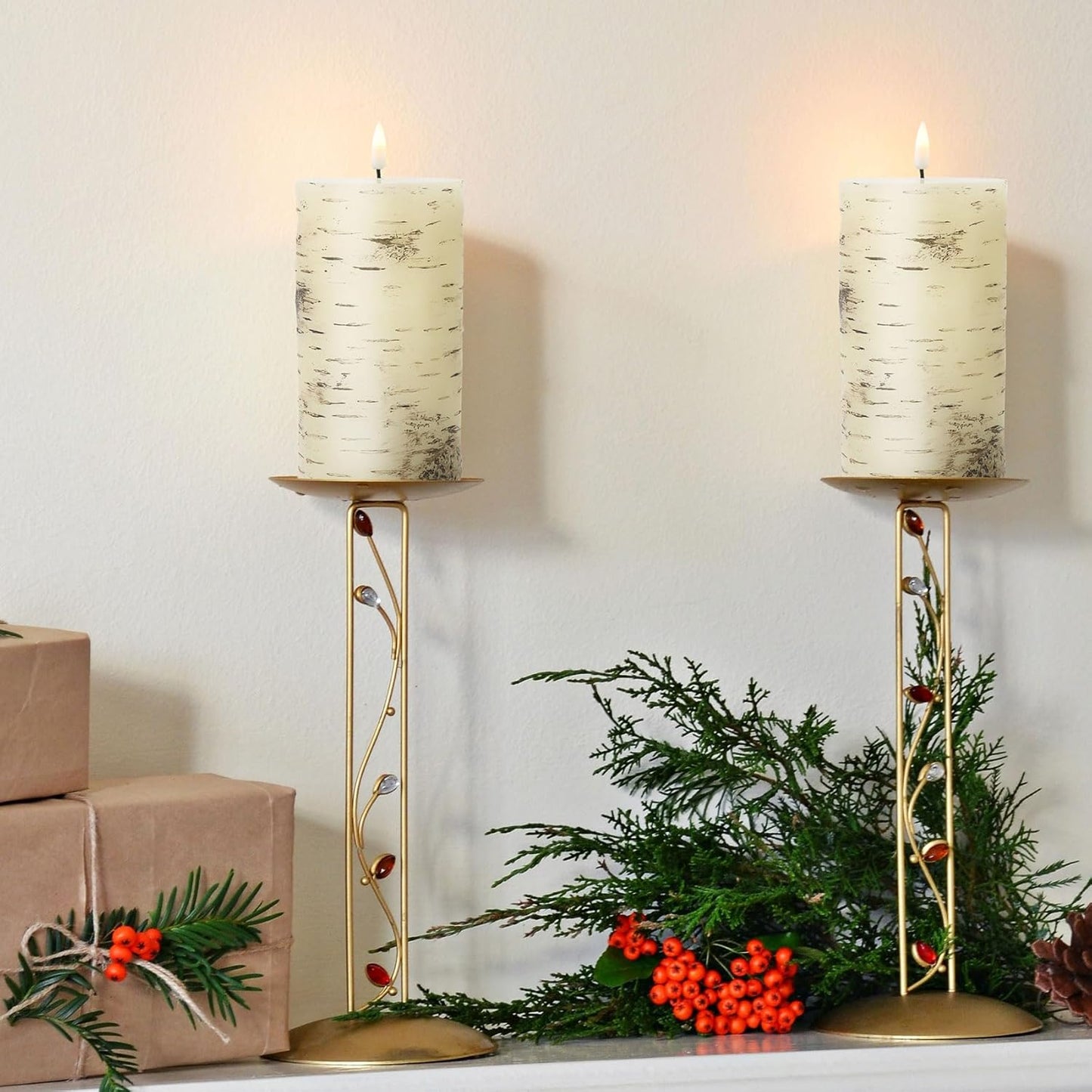 Eywamage Ivory Flameless Pillar Candles with Remote, Flickering Realistic LED Battery Wax Candles Set of 3, Φ 3" H 4" 5" 6"