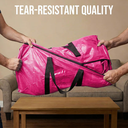 TAILI Extra Large Moving Bags, 4 Pack Blue Heavy Duty Totes For Storage with Visible Window, Wrap Around Handles, Storage Bags for Space Saving, Alternative to Moving Boxes