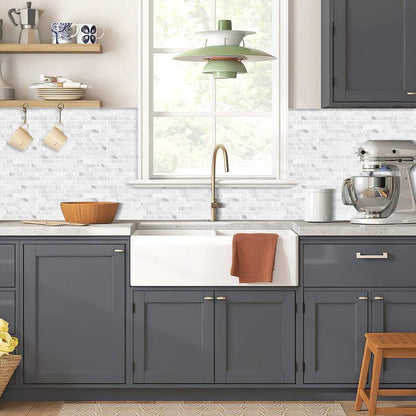 Yipscazo 10 Sheets Peel and Stick Backsplash for Kitchen Wall, 12''x12'' Waterproof Stick on Backsplash Smart Tiles for Bathroom,Removable Backsplash Wall Tiles in Gray White