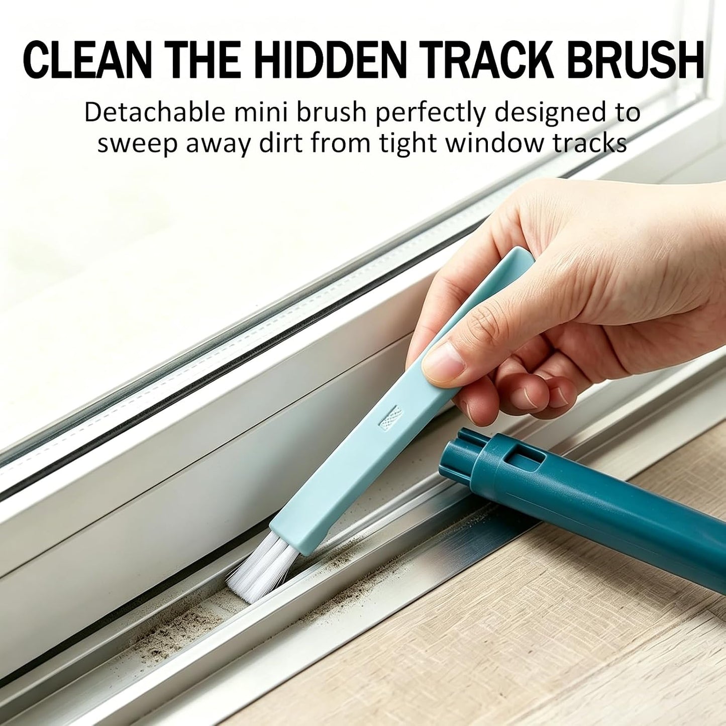 Window Screen Cleaning Brush, 2 in 1 Net Window Mesh Screen Cleaner Tool with Squeegee, Wet Dry Dual-Use Multi-Purpose Cleaning Brush for Dusty Corners, Patio Door Porch Screens, Blue