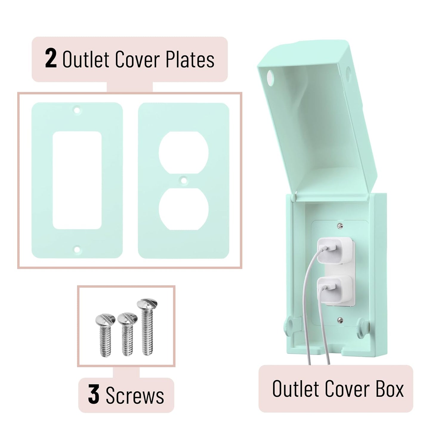 Bates Baby Safety Outlet Cover Box - Plug Covers for Electrical Outlets, Child Proof Outlet Cover, Socket Covers for Outlets
