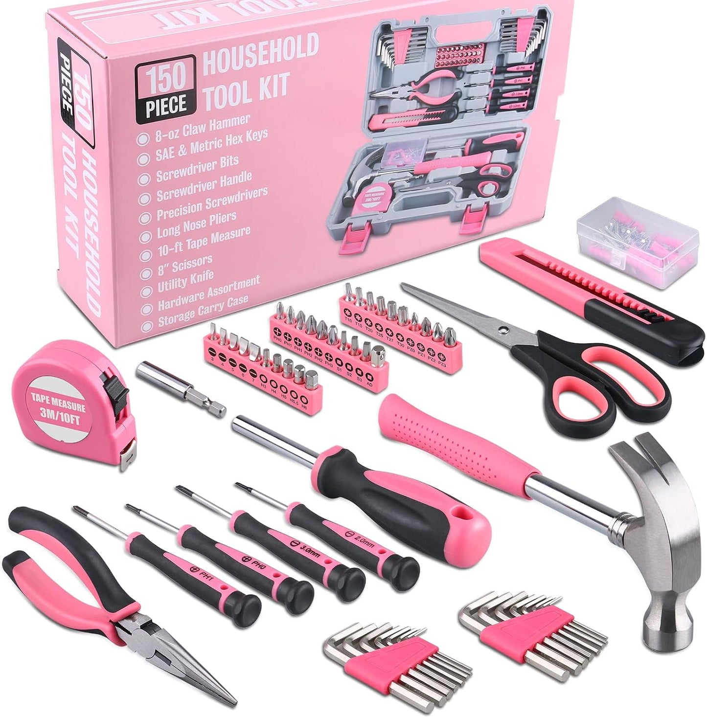 WINNER 156-Piece Delicate All-Purpose Home Tool Kit in Foldable Toolbox, Unisex | Complete and Essential Hand Tools Set for General House Repairs, Dorm, Apartments, Perfect Father's Day Gift