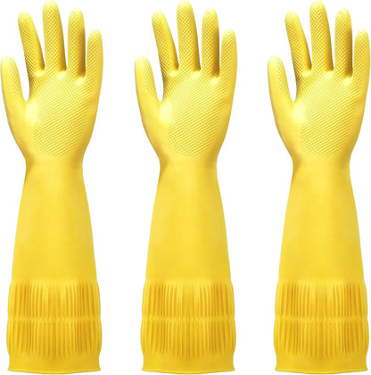 FMP Brands 3/6/12/60 Pairs 15 Inch Extra Long Rubber Dishwashing Gloves - Non-Slip for Cleaning, Kitchen, Bathroom, Gardening
