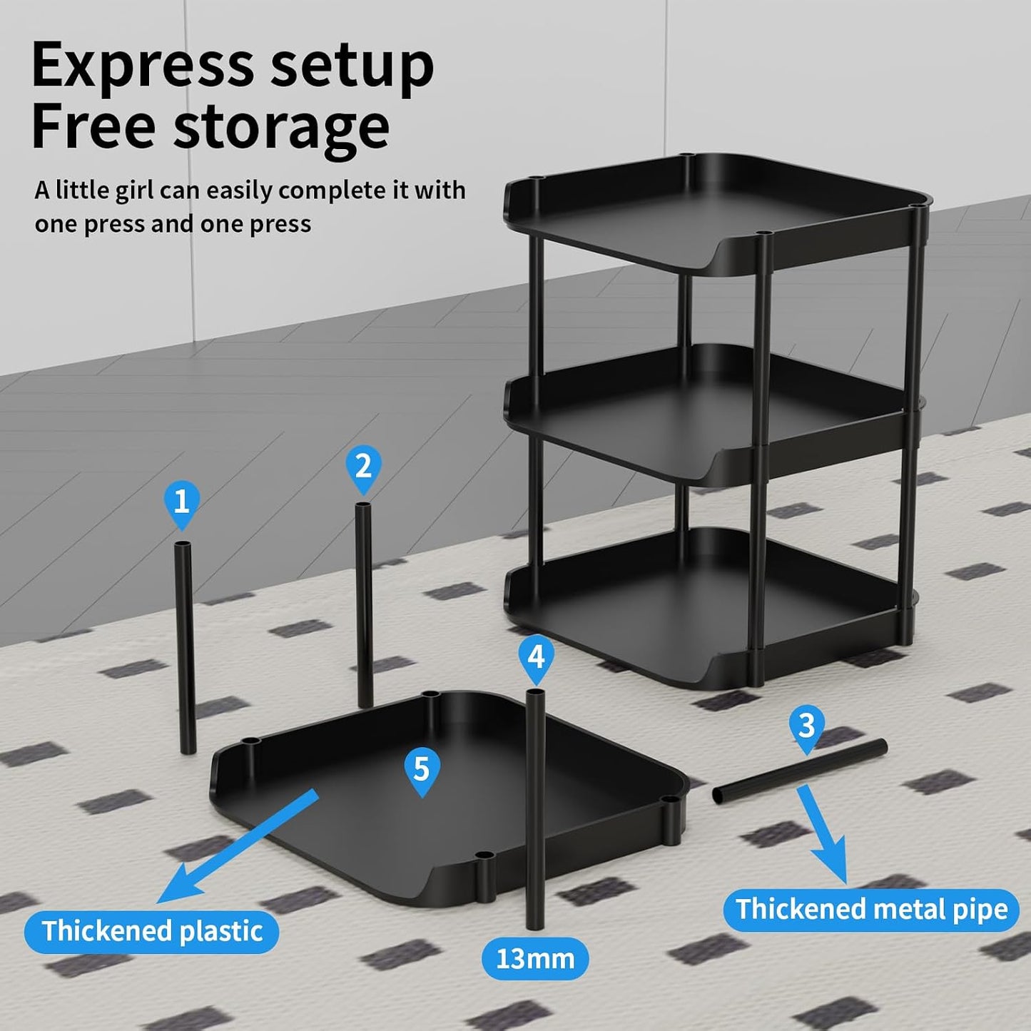 6 Tier Vertical Narrow Shoe Rack, Stackable Tall Skinny Shoerack, Compact Single Shoes Storage Tower for Slim Space, Corner Plastic Shelves, for Hallways, Entryway, Bedrooms Organizer, Black