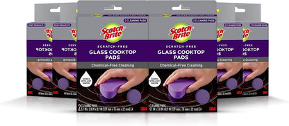 Scotch-Brite Scratch-Free Glass Cooktop Pads, Chemical Free Cleaning for Glass Stovetops, Tackle Burnt-On Messes, 2 Cleaning Pads