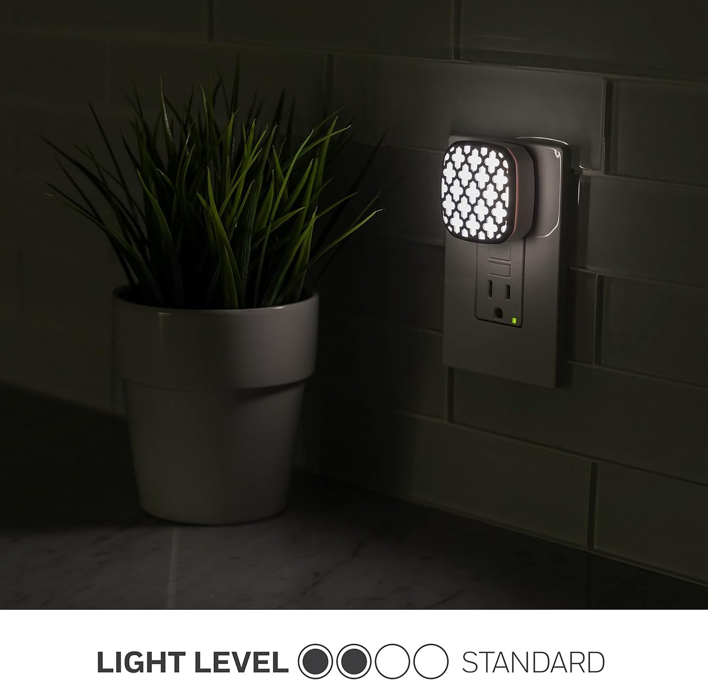 Lights by Night Decorative LED Night Light, Brushed Nickel Flower Design, Plug-in, Dusk to Dawn Sensor, UL-Certified, Home Decor, Ideal for Bedroom, Bathroom, Kitchen, Hallway, 54744, 2 Pack