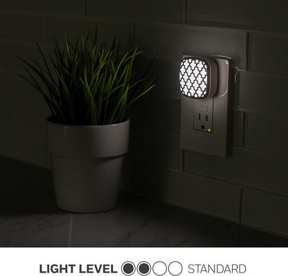 Lights by Night Decorative LED Night Light, Brushed Nickel Flower Design, Plug-in, Dusk to Dawn Sensor, UL-Certified, Home Decor, Ideal for Bedroom, Bathroom, Kitchen, Hallway, 54744, 2 Pack